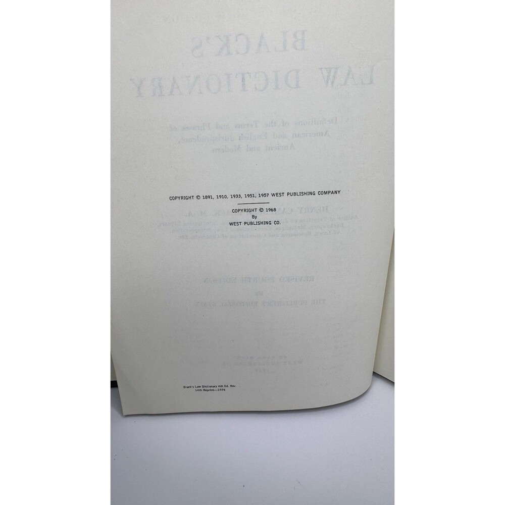 Black's Law Dictionary Revised Fourth 4th Edition 1968 Henry Campbell Black 1975 - Picture 10 of 14